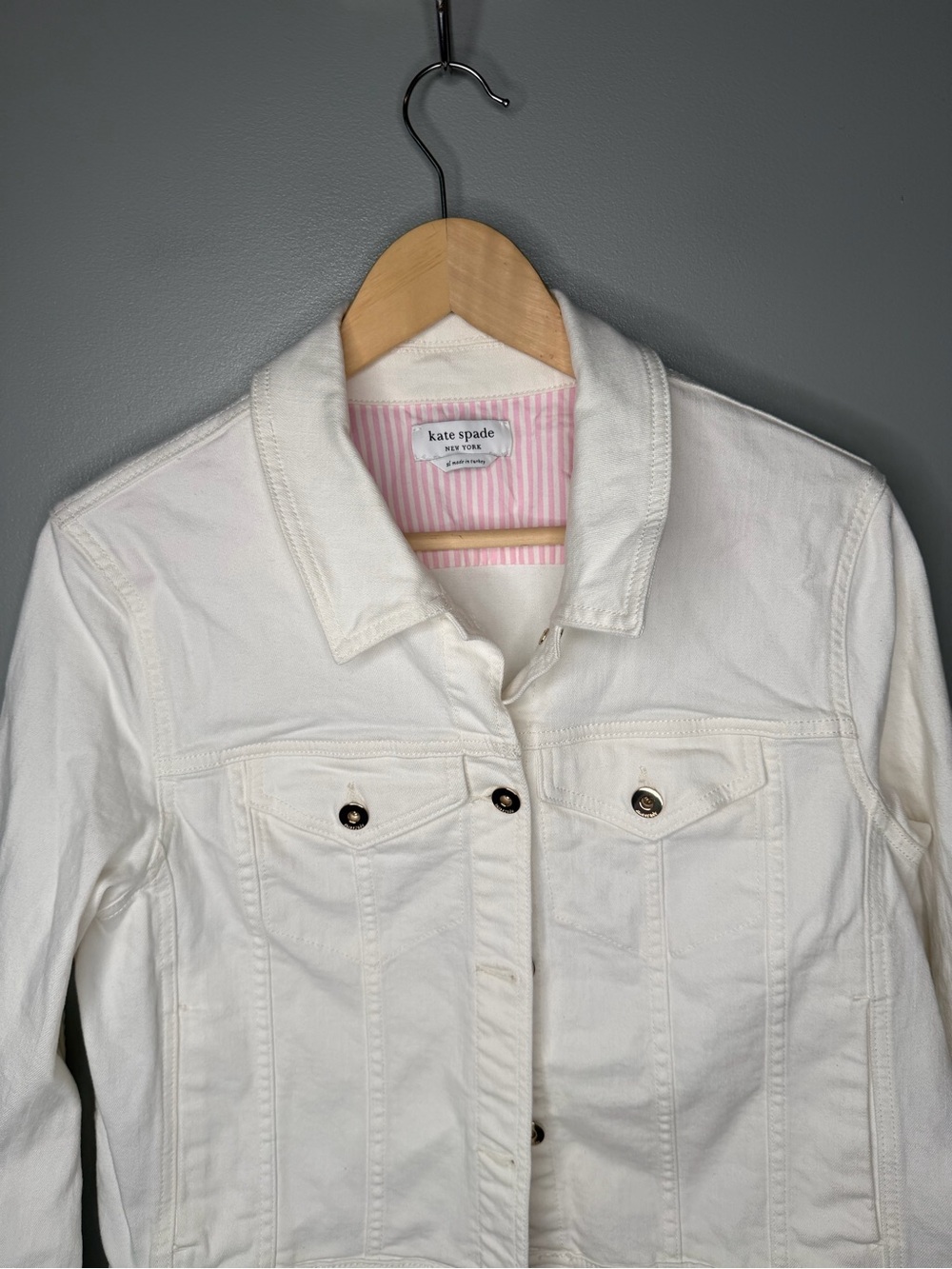 Kate Spade New York Classic Denim Jacket - White - Picture 4 of 12